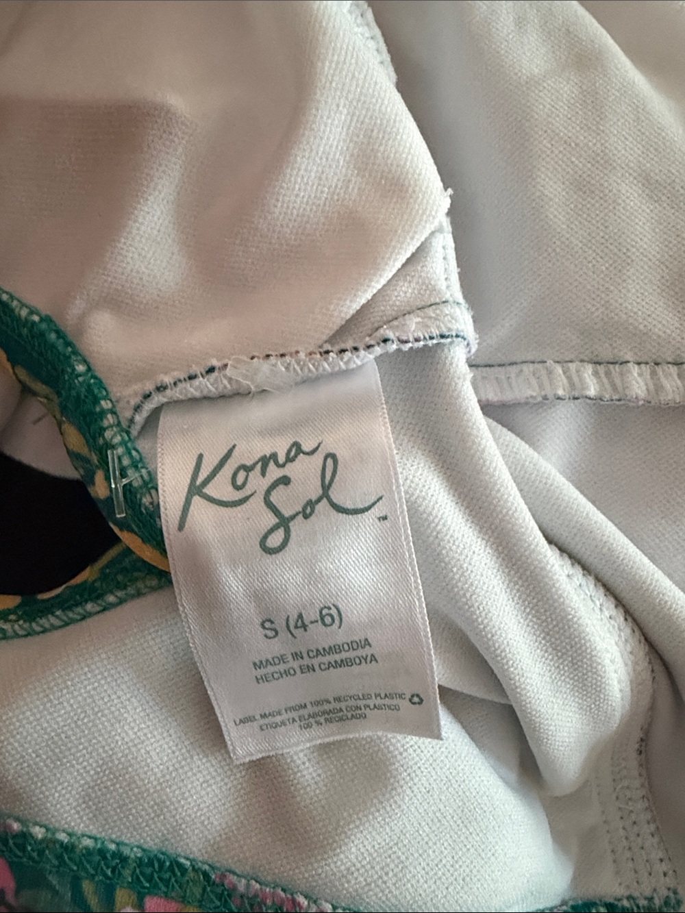 Kona Sol Green One-Piece Swimsuit with Pink & Yellow Floral Print - Picture 4 of 4